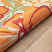 8' X 10' Orange And Ivory Floral Stain Resistant Outdoor Area Rug - Home Décor & Things Are Us