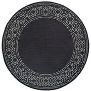 8' X 8' Black And Ivory Round Stain Resistant Outdoor Area Rug - Home Décor & Things Are Us