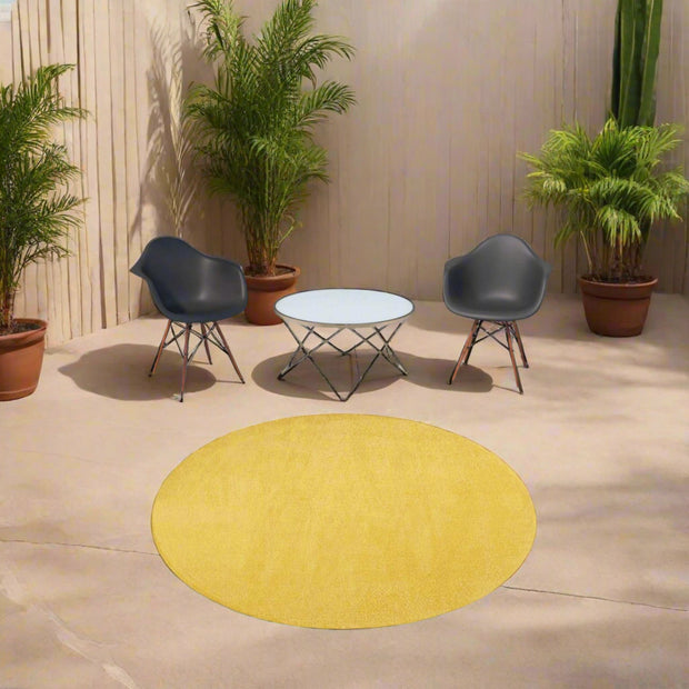 8' X 8' Yellow Round Non Skid Outdoor Area Rug - Home Décor & Things Are Us