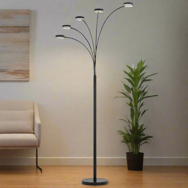 82" Bronze Five Light Led Arc Floor Lamp - Home Décor & Things Are Us