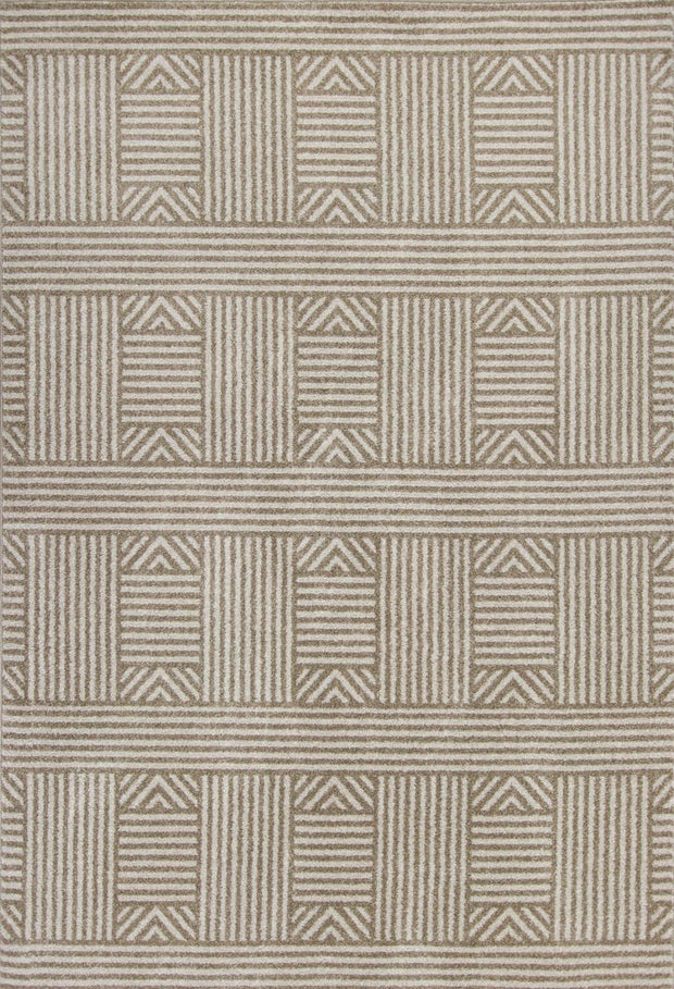 8'X11' Beige Machine Woven Uv Treated Abstract Lines Outdoor Area Rug - Home Décor & Things Are Us