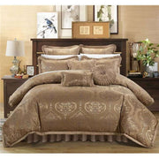 9 Piece Bonito Motif Comforter Set, Gold - King - Home Décor & Things Are Us