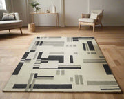 9' X 12' Ivory And Taupe Wool Abstract Tufted Handmade Area Rug - Home Décor & Things Are Us