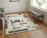 9' X 12' Ivory And Taupe Wool Abstract Tufted Handmade Area Rug - Home Décor & Things Are Us