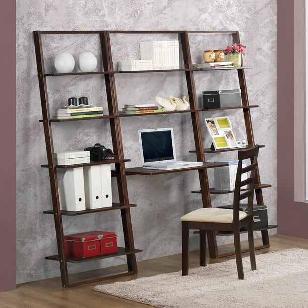Arlington Desk with Two Wall Bookcases Dark Cappuccino - Home Decor & Things Are Us
