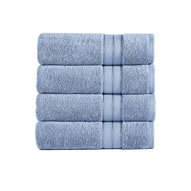 Bergamo 4 Piece Spun Loft Fabric Towels With Striped Pattern The Urban Port, Blue - Home Decor & Things Are Us