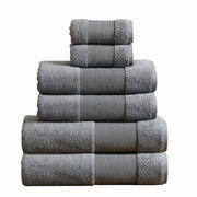 6 Piece Cotton Towel Set, Softly Textured Design, Dark Gray = Home Decor & THings Are Us