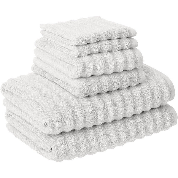 6 Piece Soft Egyptian Cotton Towel Set, Classic Textured Design, White = Home Decor & Things Are Us