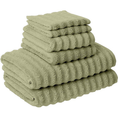 6 Piece Soft Egyptian Cotton Towel Set, Classic Textured Design, Mint Green - Home Décor & Things Are Us