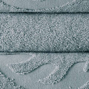 6 Piece Soft Egyptian Cotton Towel Set, Medallion Pattern, Blue Gray