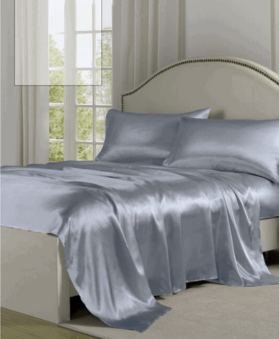 Bella & Whistles Satin Charmeuse Sheet Set Silver - King - Home Decor & Things Are Us
