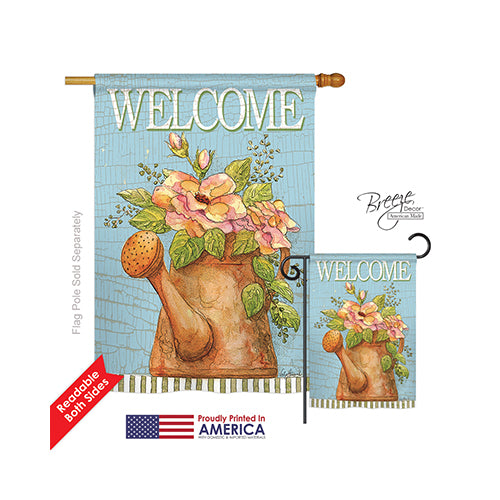 Welcome Watering Can 2-Sided Vertical Impression House Flag - 28 x 40 in.