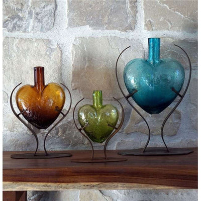 Glass Heart on Modern Iron Heart Vase = Home Decor & THings Are Us
