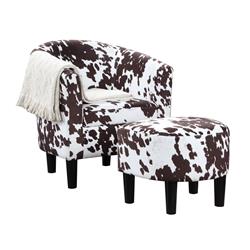 Take a Seat Churchill Accent Chair with Ottoman, White & Black - Home Décor & Things Are Us