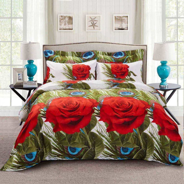 Luxury Rose Floral Bedding Duvet Cover Set