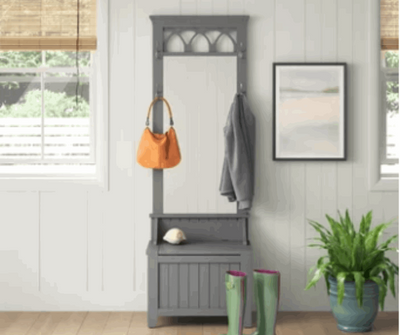 All In One Mirror & Bench, Grey - Home Décor & Things Are Us