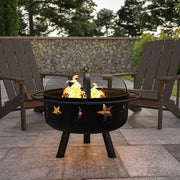 Round Wood Burning Firepit with Mesh Spark Screen, Black - Home Décor & Things Are Us