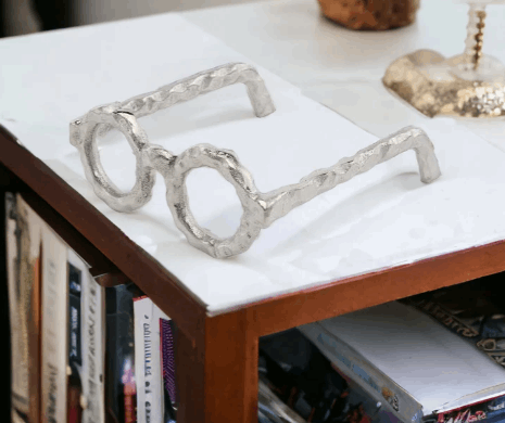Hammered Silver Metal Eyeglasses Sculpture - Home Decor & Things Are Us