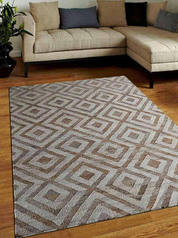 Glitzy Rugs Hand Woven Kilim Jute Eco-Friendly Oriental Rectangle Area Rug, White & Beige - Home Décor & Things Are Us