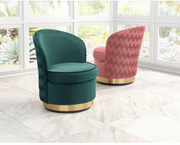23" Green Velvet And Gold Side Chair