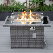 Mace Wicker Patio Modern Propane Fire Pit Table, Grey - Home Décor & Things Are Us
