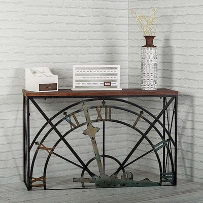 Half A Clock Frame with Wooden Shelf Accent Table - Home Decor & Things Are Us