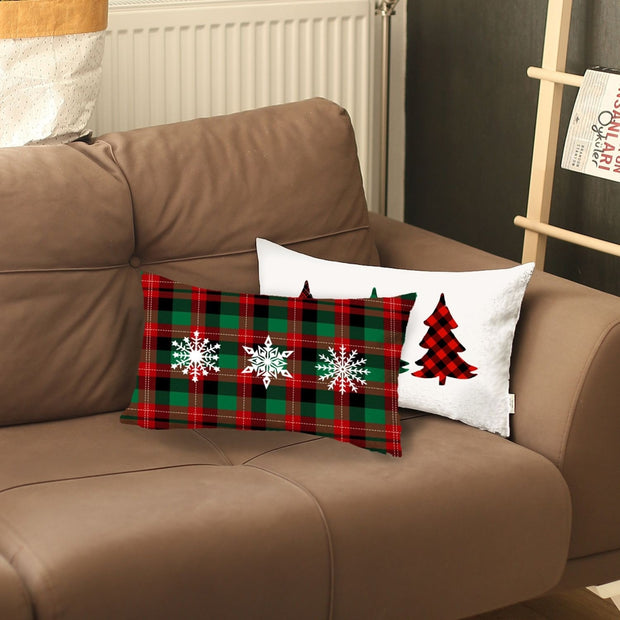 Christmas Plaid Lumbar Decorative Pillow Covers Set of 2