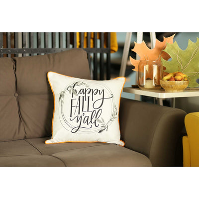 Happy Fall Y'all Printed Decorative Throw Pillow Cover Multi Color - 18 x 18 in.
