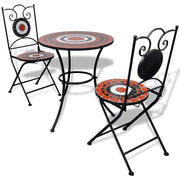 Mosaic Outdoor Bistro Table, Terracotta & White - 2 Chairs