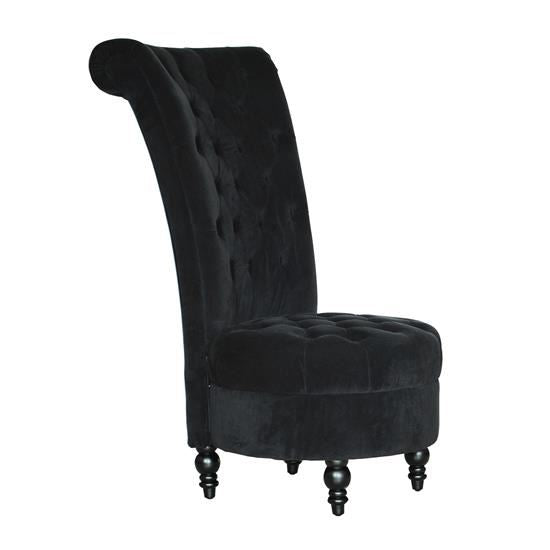 Tufted High Back Velvet Accent Chair, Black