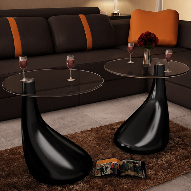 Drop Coffee Table Black - 2 Piece