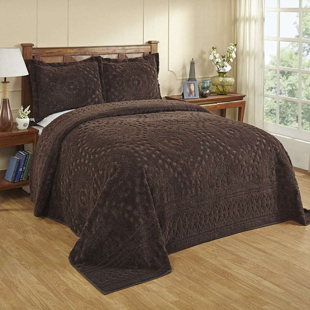 Better Trends 120 x 110 in. Rio Chenille Bedspread, Chocolate - King