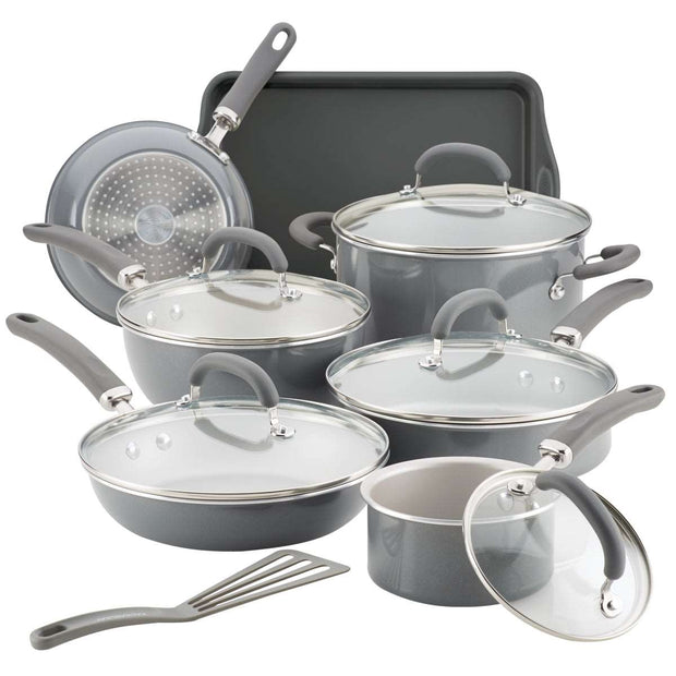 Rachael Ray Nonstick Cookware Set 13 Piece - Gray Shimmer - Home Décor & Things Are Us