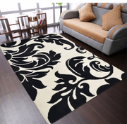 Hand Tufted Wool Floral Rectangle Area Rug, Cream & Black - Home Décor & Things Are Us
