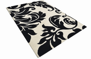 Hand Tufted Wool Floral Rectangle Area Rug, Cream & Black - Home Décor & Things Are Us
