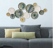 Home Roots Wall Decor Textured Plates of Mixed Green, Ivory & Touches of Gold
