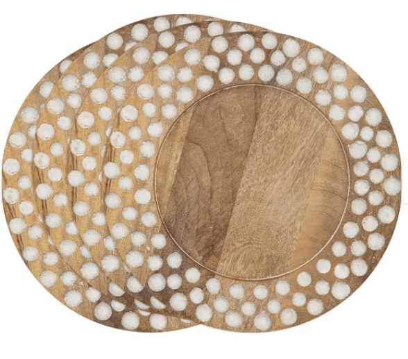 Wood Charger Plates with Dot Design - Set of 4 - Home Décor & Things Are Us