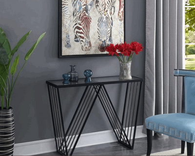 Venus Console Table, Glass Top & Antique Black - Home Décor & Things Are Us