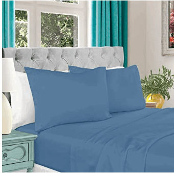 Egyptian Cotton 1000 Thread Count Solid Sheet Set King-Medium Blue - Home Décor & Things Are Us