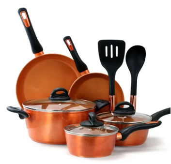 Gibson Hummington Induction Copper Cookware - 10 Piece