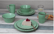 16 Piece Distressed Weave Dinnerware Set Green - Home Decor & Things Are Us