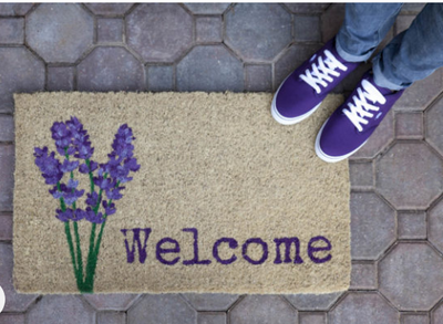 Lavender Welcome Handwoven Coconut Fiber Doormat