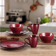 16 Piece Stoneware Scroll Dinnerware Set Merlot - Home Décor & Things Are Us