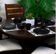 Retro Chic 16-Piece Glazed Dinnerware Set in Black - Home Décor & Things Are Us
