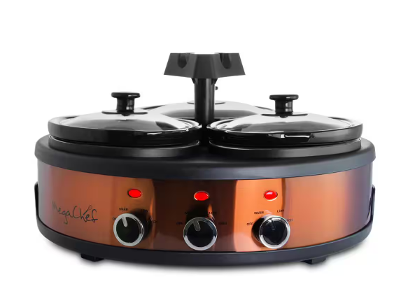 Triple Copper Slow Cooker with Glass Lids - Home Decor & Things Are Us