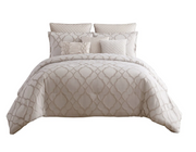 10 Piece King Size Fabric Comforter Set with Quatrefoil Prints, White  - Home Decor & Things Are Us