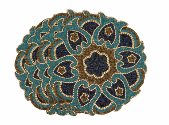 Round Placemats with Beaded Design - Set of 4 - Home Decor & Things Are Us