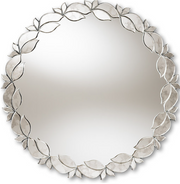 Luiza Modern & Contemporary Silver Finished Round Petal Leaf Accent Wall Mirror