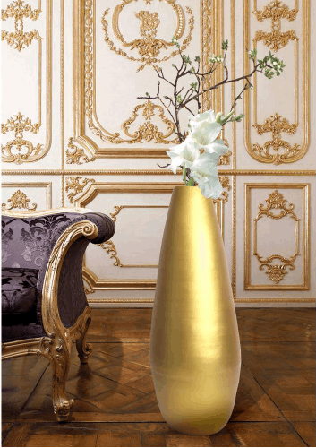 Spun Bamboo Modern Tall Floor Vase Gold Metallic - Home Decor & THings Are Us