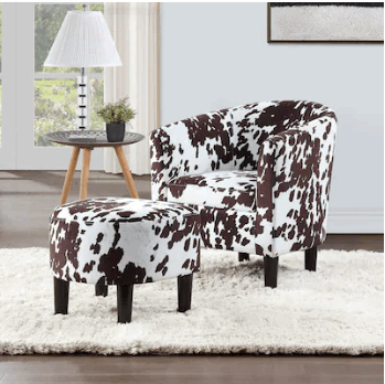 Take a Seat Churchill Accent Chair with Ottoman, White & Black